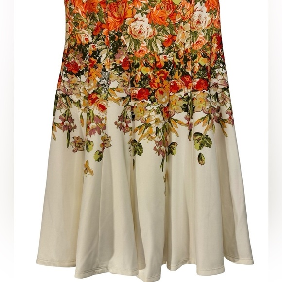 Gabby Skye Sleeveless Pink Orange Rose Floral Flared Dress Size 8 - Picture 6 of 16